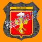 Plaque métal décorative format écusson, blason Algrange, Moselle 57, fond plaques métal