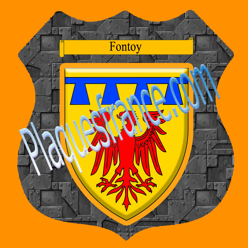 Plaque métal décorative format écusson Ø 30cm fond plaques métal blason Fontoy, Moselle 57
