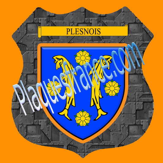 Plaque métal décorative format écusson Ø 30cm fond plaques métal Plesnois, Moselle 57