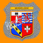 Plaque métal décorative format écusson Ø 30cm fond mozaique blason Mondelange, Moselle 57