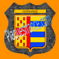 Plaque métal décorative format écusson Ø 30cm fond plaques métal blason Guénange, Moselle 57