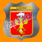 Plaque métal décorative format écusson blason Algrange, Moselle 57 fond verre dépoli 