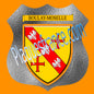 Plaque métal décorative format écusson Ø 30cm fond verre dépoli blason Boulay-Moselle 57