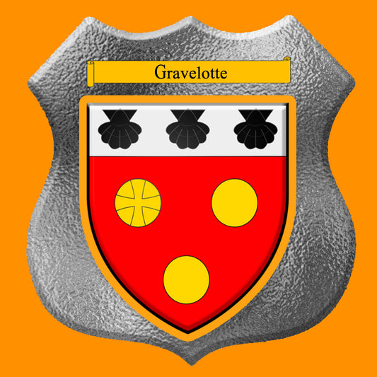 Plaque métal décorative format écusson Ø 30cm fond verre dépoli,  blason Gravelotte 57