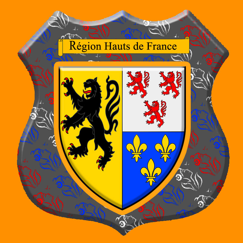 Plaque métal décorative format écusson Ø 30cm fond marianne,  blason Hauts de France