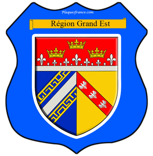 Plaque métal décorative format écusson et blason de la région Grand Est France