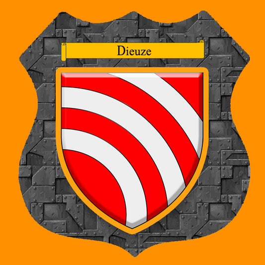 Plaque métal décorative format écusson Ø 30cm fond plaques métal blason Dieuze, Moselle 57