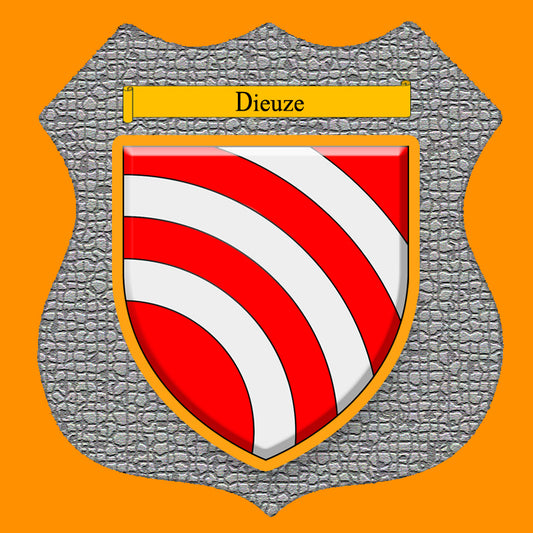 Plaque métal décorative format écusson Ø 30cm fond mozaique blason Dieuze, Moselle 57