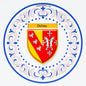 Plaque métal décorative aile lys ronde Ø 30 cm blason Delme, canton du Saulnois Moselle 57