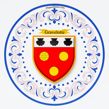 Plaque métal décorative aile lys ronde Ø 30 cm blason Gravelotte, canton Les Côteaux Mosellans Moselle 57