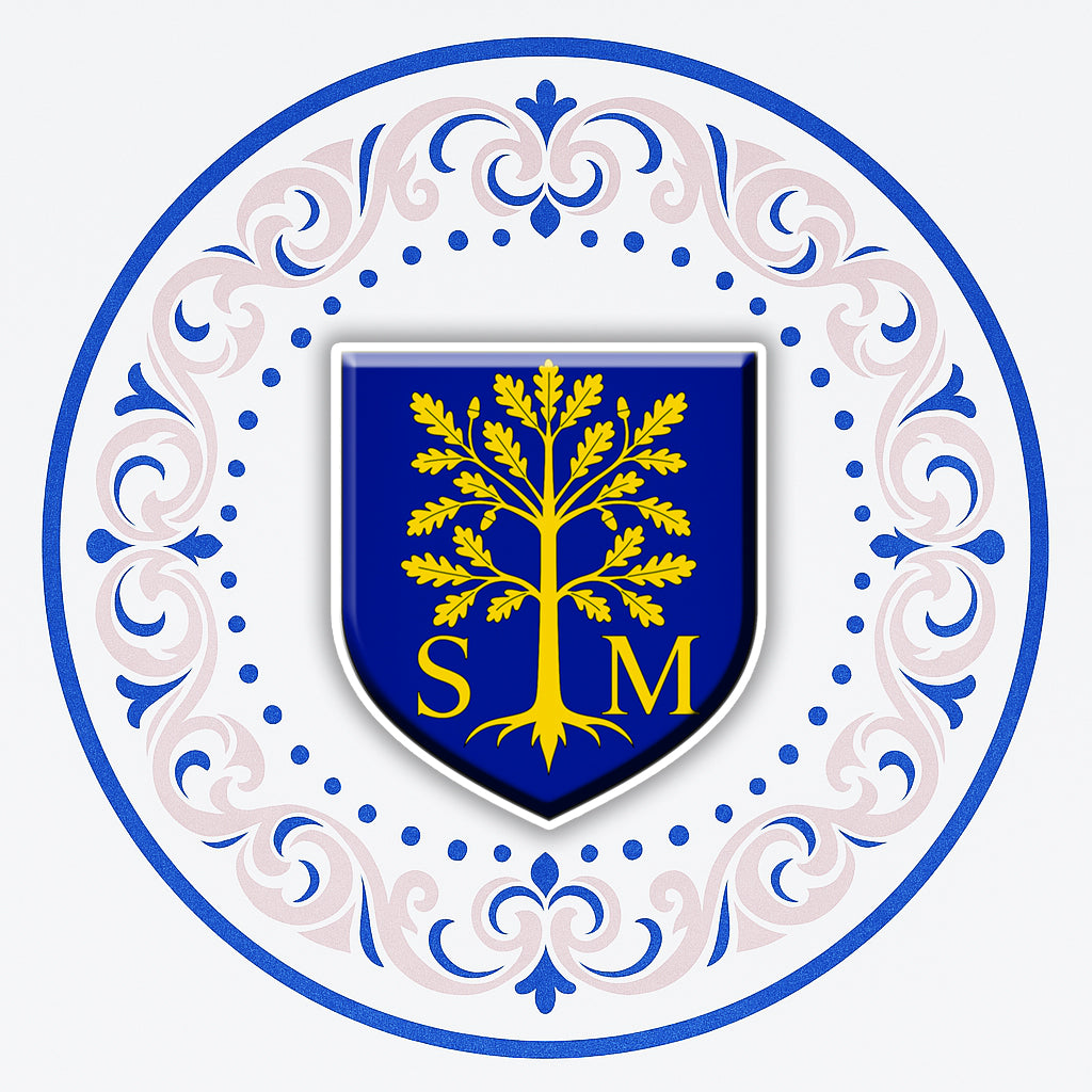 Plaque métal décorative ronde, blason Sainte Marie aux Chênes (57), bordure fleur de lys