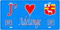 Plaque métal décorative, J'❤️ Adelange, Moselle, fond mur bleu 57