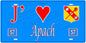 Plaque métal décorative, J'❤️ Apach, Moselle, fond mur bleu 57