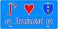 Plaque métal décorative, J'❤️ Arriance, Moselle, fond mur bleu 57