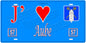 Plaque métal décorative, J'❤️ Aube, Moselle, fond mur bleu 57