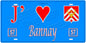 Plaque métal décorative, J'❤️ Bannay, Moselle, fond mur bleu 57