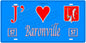 Plaque métal décorative, J'❤️Baronville, Moselle, fond mur bleu 57