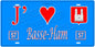Plaque métal décorative, J'❤️ Basse-Ham, Moselle, fond mur bleu 57