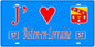 Plaque métal décorative, J'❤️ Bisten-en-Lorraine, Moselle, fond mur bleu 57