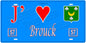 Plaque métal décorative, J'❤️ Brouck, Moselle, fond mur bleu 57