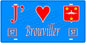 Plaque métal décorative, J'❤️Brouviller, Moselle, fond mur bleu 57