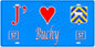 Plaque métal décorative, J'❤️Buchy, Moselle, fond mur bleu 57
