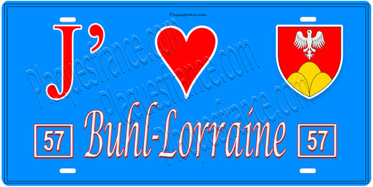 Plaque métal décorative, J'❤️Buhl-Lorraine, Moselle,  57