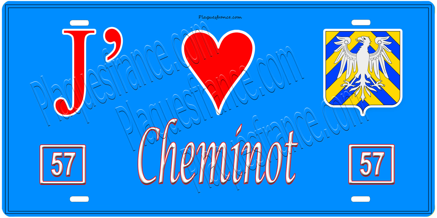 Plaque métal décorative, J'❤️Cheminot, Moselle (57)