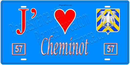 Plaque métal décorative, J'❤️Cheminot, Moselle (57)