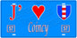 Plaque métal décorative, J'❤️Coincy, Moselle, fond mur bleu 57
