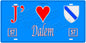 Plaque métal décorative, J'❤️ Dalem, Moselle, fond mur bleu 57