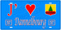 Plaque métal décorative, J'❤️Dannelbourg, Moselle, fond mur bleu 57
