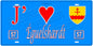 Plaque métal décorative, J' ❤️Éguelshardt, Moselle, fond  mur bleu 57