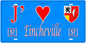 Plaque métal décorative, J'❤️Eincheville, Moselle, fond mur bleu 57