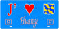 Plaque métal décorative, J'❤️Elvange, Moselle, fond mur bleu 57