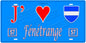 Plaque métal décorative, J'❤️Fénétrange, Moselle, fond mur bleu 57