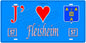 Plaque métal décorative, J'❤️Fleisheim, Moselle, fond mur bleu 57