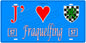 Plaque métal décorative, J'❤️Fraquelfing, Moselle, fond mur bleu 57