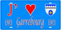 Plaque métal décorative, J'❤️Garrebourg, Moselle, fond mur bleu 57
