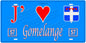 Plaque métal décorative, J'❤️ Gomelange, Moselle, fond mur bleu 57