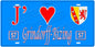 Plaque métal décorative, J'❤️ Grindorff-Bizing, Moselle, fond mur bleu 57