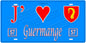 Plaque métal décorative, J'❤️Guermange, Moselle, fond mur bleu 57