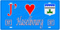 Plaque métal décorative, J'❤️Haselbourg, Moselle, fond mur bleu 57