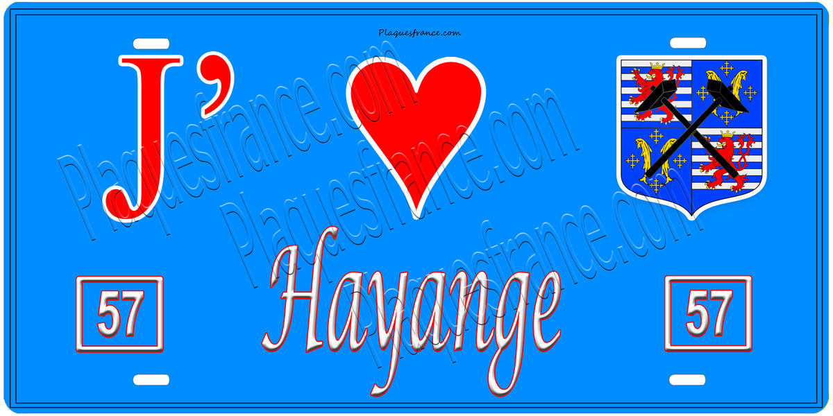 Plaque métal décorative 15 x 30 cm, J' ❤️Hayange, Moselle (57)