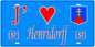 Plaque métal décorative, J'❤️Henridorff, Moselle, fond mur bleu 57