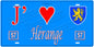Plaque métal décorative, J'❤️Hérange, Moselle, fond mur bleu 57