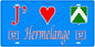 Plaque métal décorative, J'❤️Hermelange, Moselle, fond mur bleu 57