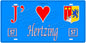 Plaque métal décorative, J'❤️Hertzing, Moselle, fond mur bleu 57