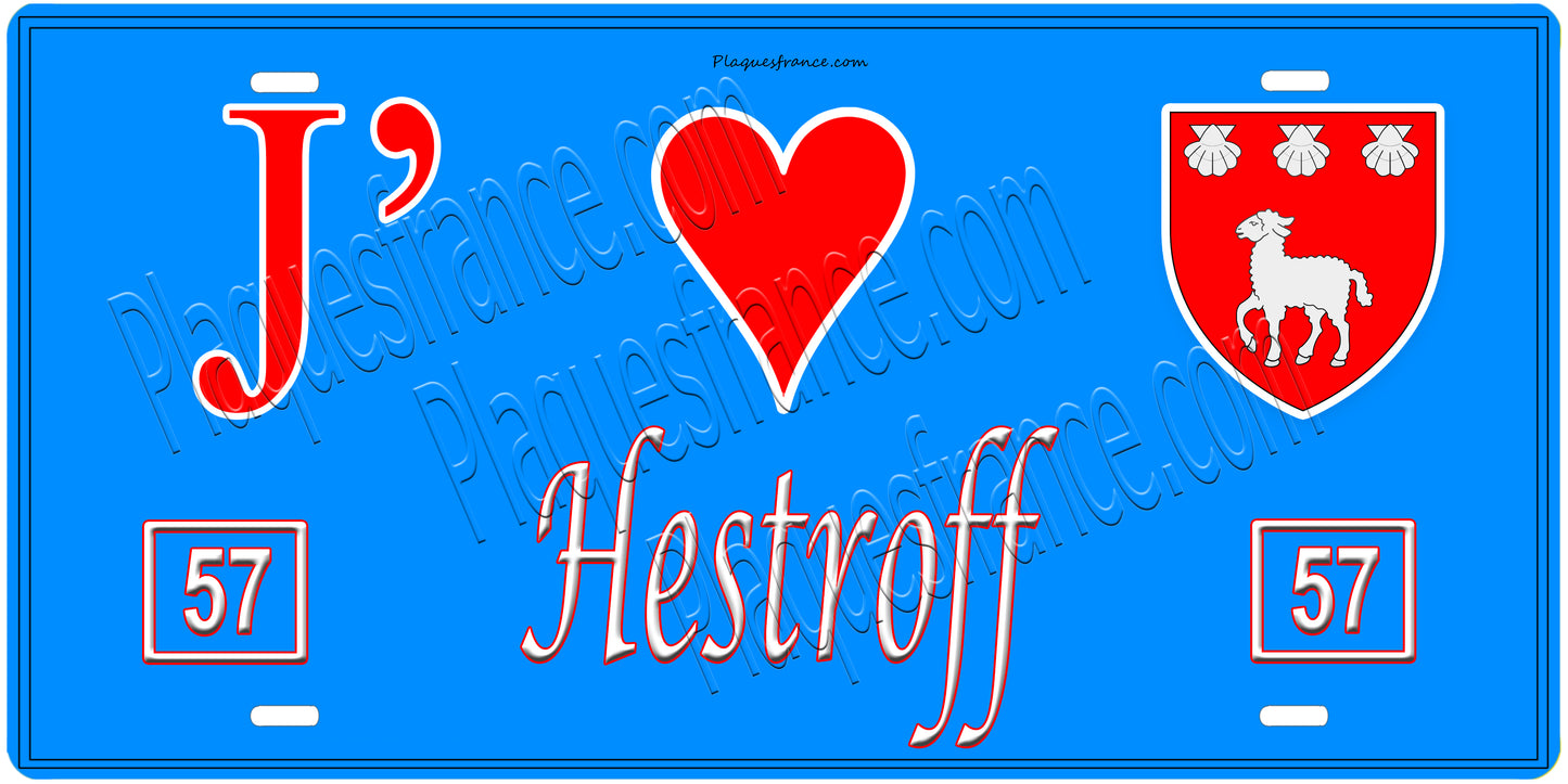 Plaque métal décorative, J'❤️ Helstroff, Moselle (57)