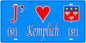 Plaque métal décorative, J'❤️Kemplich, Moselle, fond mur bleu 57